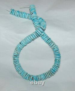 RARE MEXICAN NACOZARI TURQUOISE HAND-SHAPED DISC BEADS 16.25 Strand 170D