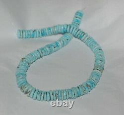 RARE MEXICAN NACOZARI TURQUOISE HAND-SHAPED DISC BEADS 16.25 Strand 170D