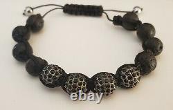 RARE Meteorite Onyx Crystal Black Bead Shambala Bracelet Handmade silver gold