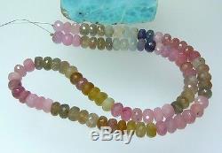 RARE NATURAL BIG FACETED PINK BLUE GREEN SAPPHIRE BEADS 16.5 FULL STRAND 261ct