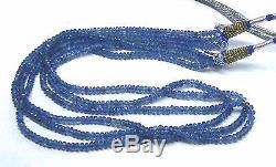 RARE NATURAL BLUE FACETED SAPPHIRE BEADs 3 STRAND 145cts HIGH QUALITY NECKLACE