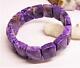 Rare Natural Charoite Rectangle Beads Stretch Bracelet 7.5 18mm 296cts Aaa+++