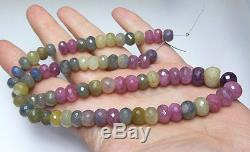 RARE NATURAL FACETED PINK BLUE GREEN SAPPHIRE BEADs 16.5 STRAND 359.5ct 5-11mm
