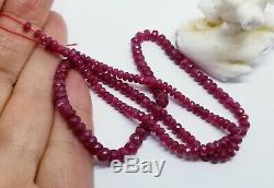 RARE NATURAL FACETED RED RUBY BEADs 3-5mm 67cts 16 STRAND LONGIDO TANZANIA AAAA