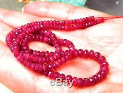 RARE NATURAL FACETED RED RUBY BEADs RUBIES 66ctw 16 STRAND LONGIDO TANZANIA