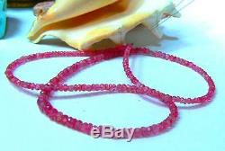 RARE NATURAL GEM GRADE PINK FACETED SPINEL RONDELL BEADS 16 STRAND 32.85ct
