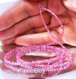 RARE NATURAL GEM GRADE PINK FACETED SPINEL RONDELL BEADS 16 STRAND 32.85ct