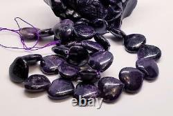 RARE NATURAL PURPLE AFRICAN SUGILITE HEART BEADS 15mm 327cts 15.5 STRAND AAA+++