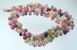 RARE NATURAL SMOOTH MULTICOLOR PINK BLUE SAPPHIRE BRIOLETTE BEADs 550cts 9-12mm