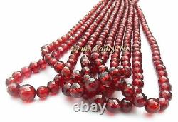 RARE Natural Red Mozambique Garnet Ball Shape Faceted Beads 5 Strands GV-1071