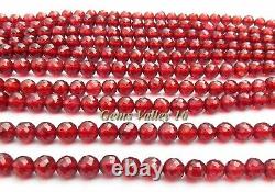 RARE Natural Red Mozambique Garnet Ball Shape Faceted Beads 5 Strands GV-1071