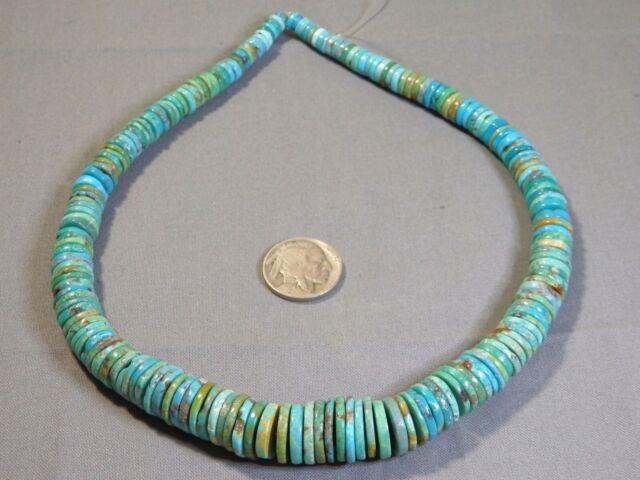 Rare Nevada Carico Lake Turquoise 6-15mm Heishi Disc Beads 16 Strand 371cts