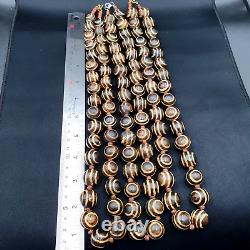 RARE OLD PUMTEK BEAD NECKLACE ANCIENT PYU, 2 Eyes PUMTEKS Beads 16.5-17.5mm
