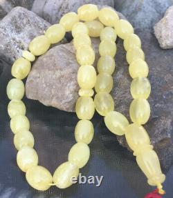 RARE ONE STONE Natural Baltic Amber Yellow Islamic Prayer Beads