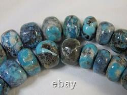 RARE Old Stock BLUE DIAMOND TURQUOISE Rondel BEADS 6-10mm 16.75 Strand 195cts