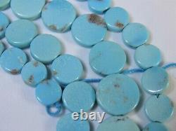 RARE Old Stock SLEEPING BEAUTY TURQUOISE Coin BEADS 18 Strand 5-9mm 50cts