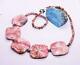 Rare Pink Rhodochrosite Carved 40mm Beads Sterling Silver Necklace 24 Fabulous