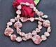Rare Pink Rhodochrosite Heart Beads. 925 Sterling Silver Necklace 22-24 Aaa+++