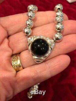 RARE Peter Brams Sterling Onyx Necklace 18 PBD 925 Beads Art Deco