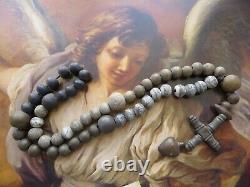 RARE Pre-1800 Antique Handmade Stone Beads Paternoster/Rosary-25cm Museum Coll'n