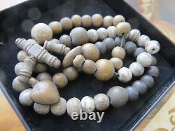 RARE Pre-1800 Antique Handmade Stone Beads Paternoster/Rosary-25cm Museum Coll'n
