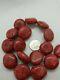 Rare Red Coral 22mm Coin Slices Gemstone Vintage Beads 16