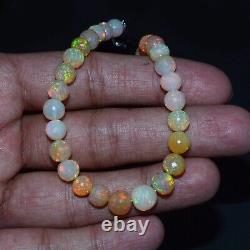 RARE SIZE AAA+ Ethiopian Welo Opal Fire 7mm-9mm Round Faceted Beads 8inch Strand