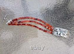 RARE Silpada Carnelian Stone & Sterling Silver. 925 Bracelet