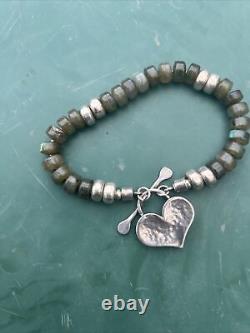 RARE Sterling Silver 925 Didae Silpada Labradorite Heart Toggle Bracelet 7.75
