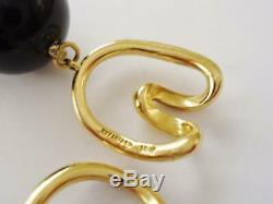 RARE TIFFANY & CO. 18K Yellow Gold & 15mm Black Onyx Round Bead 32 Necklace