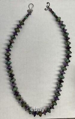 RARE Talia Merav Amethyst & African Green Turquoise Beads Necklace 20