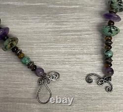 RARE Talia Merav Amethyst & African Green Turquoise Beads Necklace 20