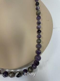 RARE Talia Merav Sterling Silver Beads Amethyst Beads Necklace 29
