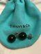 Rare Tiffany & Co. 10mm Black Onyx Ball Bead Earrings Sterling Silver With Pouch