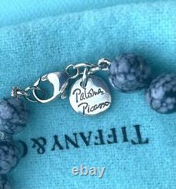 RARE Tiffany & Co. Paloma Picasso 8mm Snowflake Obsidian Bead ball Bracelet