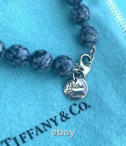 RARE Tiffany & Co. Paloma Picasso 8mm Snowflake Obsidian Bead ball Bracelet