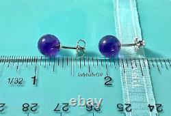RARE Tiffany & Co Sterling Silver 8mm Amethyst Gem Bead Ball Stud Earrings 20923
