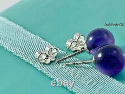 RARE Tiffany & Co Sterling Silver 8mm Amethyst Gem Bead Ball Stud Earrings 20923