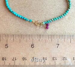 RARE Turquoise Gemstone Necklace strand layer stack Sleeping Beauty Bead 18 14k