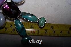 RARE Vintage FEDERICO JIMENEZ Turquoise Multi Stone Cluster Kachina Pendant Pin