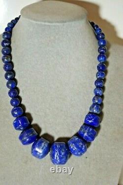 RARE Vintage Jay King Sterling Chunky Graduated Lapis Lazuli Stone Bead Necklace