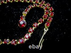 RARE Vintage Juliana D&E Ruby Red Pink Rhinestone Drop Pendant Gold Necklace