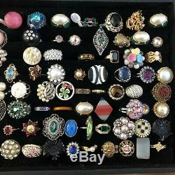RARE Vintage Lot of 110 GORGEOUS Cocktail Rings Some Signed + 53 Needing Stones