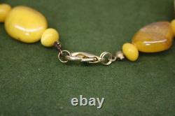 RARE Vintage Natural ORANGE SPHALERITE Polished Gemstone 25 Beaded Necklace