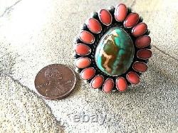 RARE Vintage Navajo Coral Jewelry Collector Set Necklace, Ring & Earrings