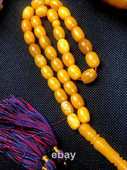 RARE Vintage STONE Natural Baltic Amber Prayer Beads 35gr