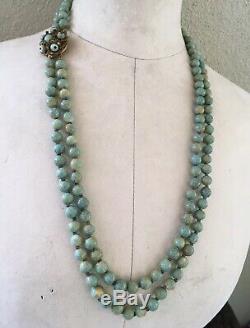 RARE Vintage Stanley Hagler Turquoise Stone Bead Beaded Double Necklace Signed
