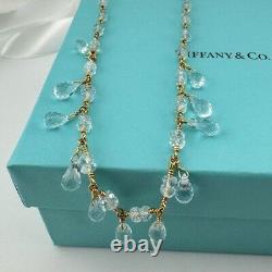 RARE Vintage Tiffany & Co. 18k Aquamarine Briolette Gemstone Necklace 15.75