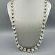 Rare Vintage White Blue Slovakian Opal & Sterling Silver Bead Necklace 24 36g