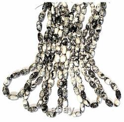 RARE White Buffalo Long Drilled Potato Nugget Designer Beads, 16 inch Strands